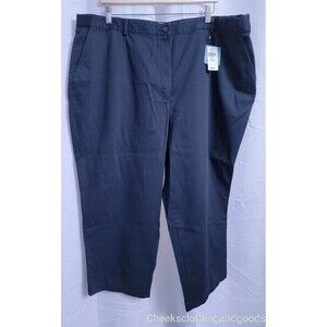 NWT LL Bean Black Original Fit Twill Crop Pants Women's size 24 W Plus Reg